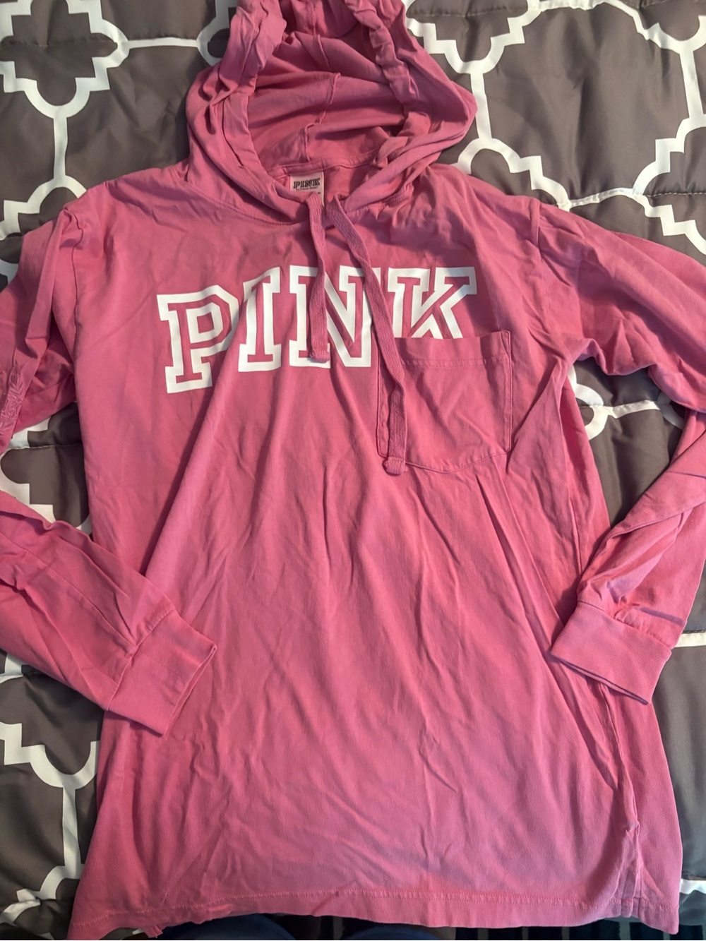 PINK Victoria's Secret Bright Pink Hooded Pullover